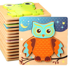 High Quality 3D Wooden Puzzles Educational Cartoon Animals Early Learning Cognit