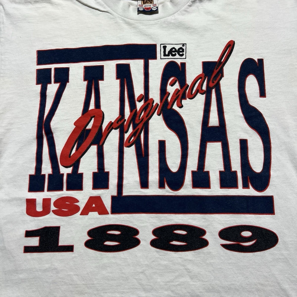 Lee ネオン看板風 ライト ヴィンテージ KANSAS US Vintage Lee Original Trademark Kansas USA EST 1889 Spell Out Shirt