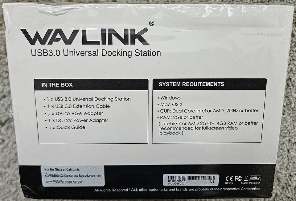 Wavlink WL-UG39DK3 USB 3.0 DUAL VIDEO DOCKING STATION Works Usb2/3 HDMI DVI LAN - Image 4 of 4