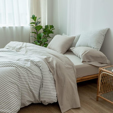 Bedding Sheet Set 100 Washed Cotton Linen like Textured Breathable Durable Soft
