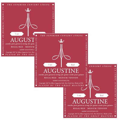 Augustine Guitar Strings 3 Sets Classical Regal Red Medium Tension 531A