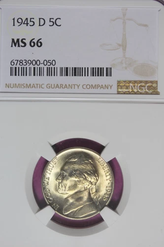 1945 D- NGC 5C MS66 JEFFERSON NICKEL #B44872