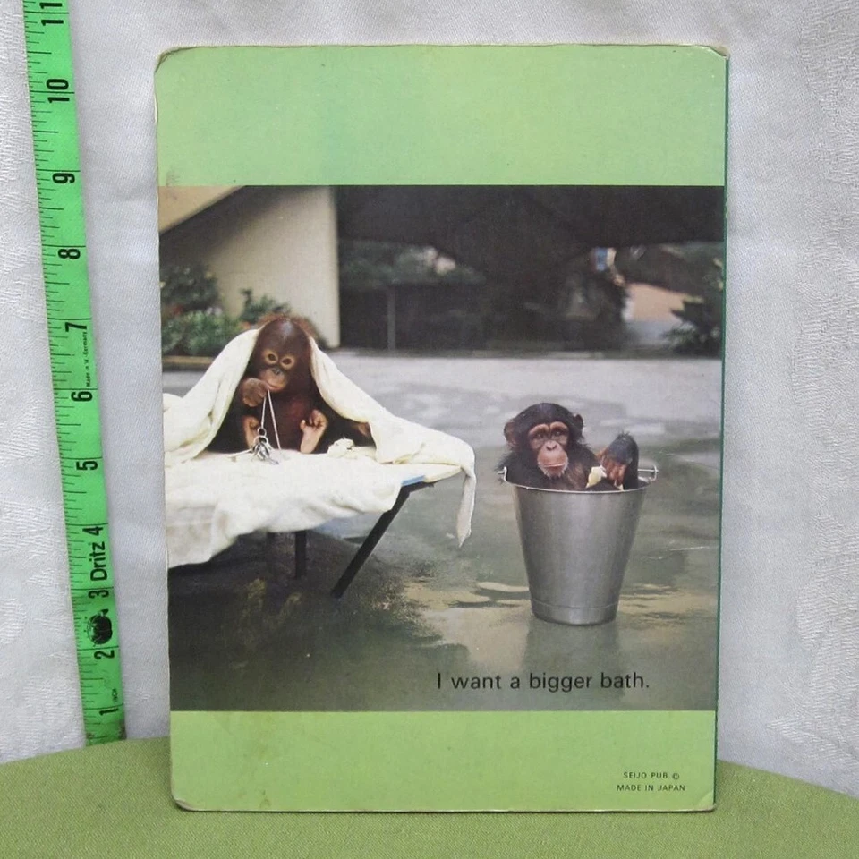 AT THE ZOO vtg Star Book import Japan board book 1970s chimpanzee & goats OG - Image 4 of 4