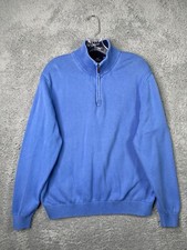 Brooks Brothers Sweater Mens Medium Blue Pullover 1/4 Zip Pima Cotton