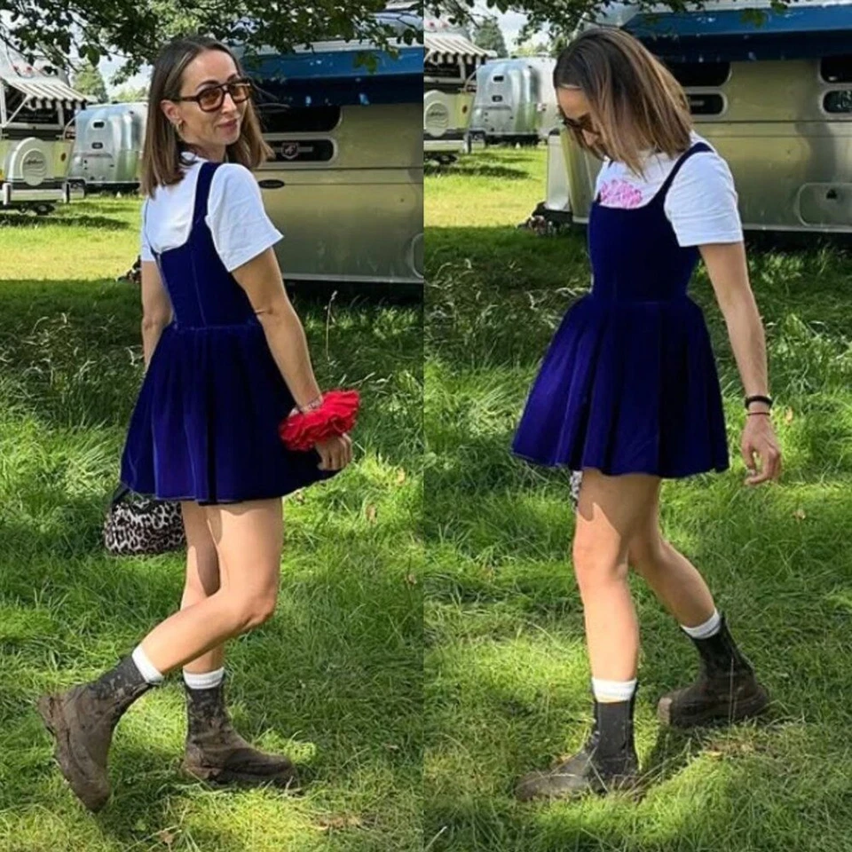 Silvia Astore Annie Ibiza Velvet Navy Blue Corset Square Neck Mini Dress IT 38/0 - Image 3 of 4