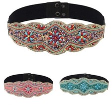 Women's Wide Ethnic Belt With Buckle Decorated For Clothing