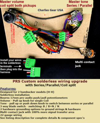 PRS Custom Solderless Wiring Upgrade +DGT style Mod + Coil split
