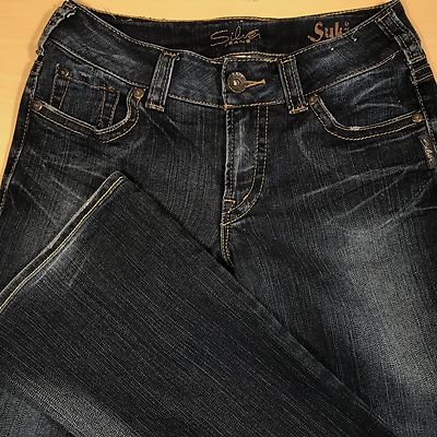 SILVER Jeans SUKI Bootcut 27x32 Darker Blue Distressed *Mint LN