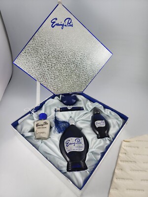 Evening in Paris 5 Piece Gift Set w Silver Labels Glass Perfume