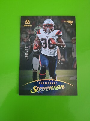 2023 Panini Luminance #65 Rhamondre Stevenson New England Patriots Blue /150