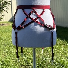 Thistle  Spire strapped in Ruby garter belt lingerie Sz l