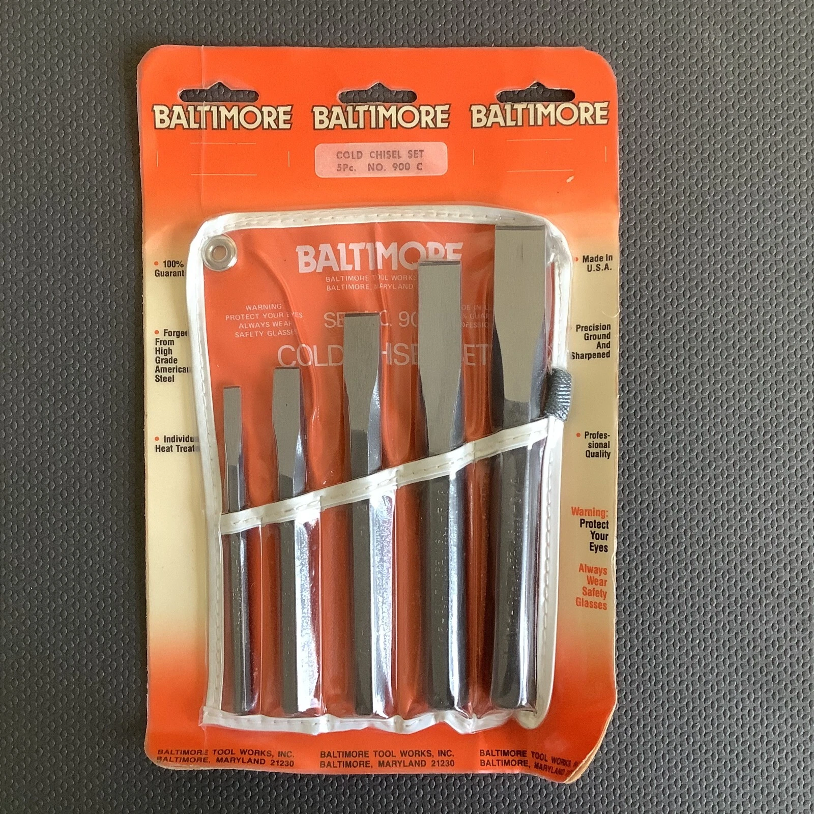 Vintage NOS BALTIMORE Tools 5pc Cold Chisel Set No. 900 C Made in USA