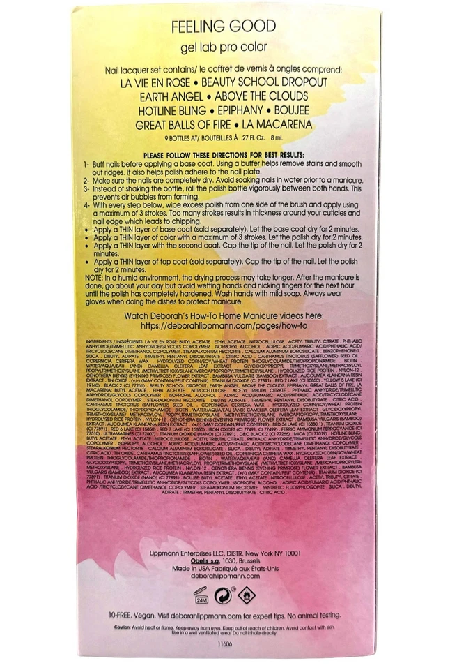 Deborah Lippmann Gel Lab Pro Color - Sentirse bien - Juego de 9 piezas * Nuevo * Foto 3 de 4
