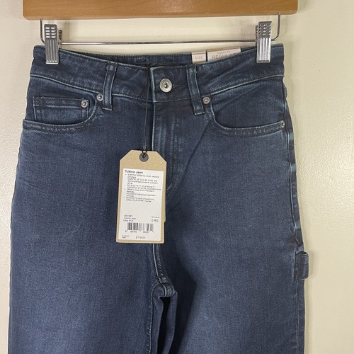 PrAna Tukino Jean Size 0 Regular Wide Leg Carpenter Dark Wash High Rise Denim - Picture 2 of 12
