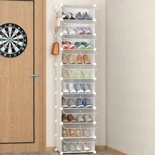 HOMIDEC Shoe Storage, 10-Tier Rack Organizer for Closet 20 Transparent 
