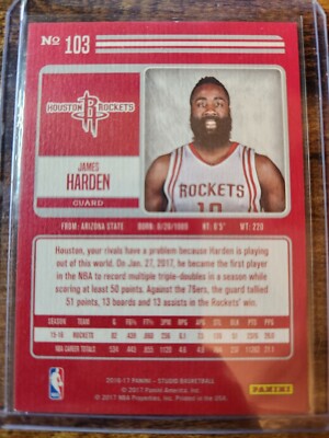 2016-17 Panini Studio James Harden Studio Edition Portrait #103 