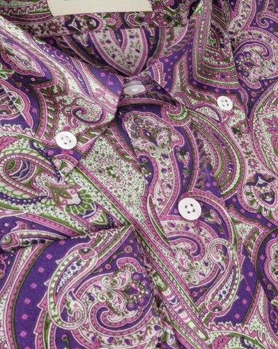 Relco Paisley Hemd Langarm Button Down Kragen Retro Vintage Blumen Lila - Bild 3 von 9