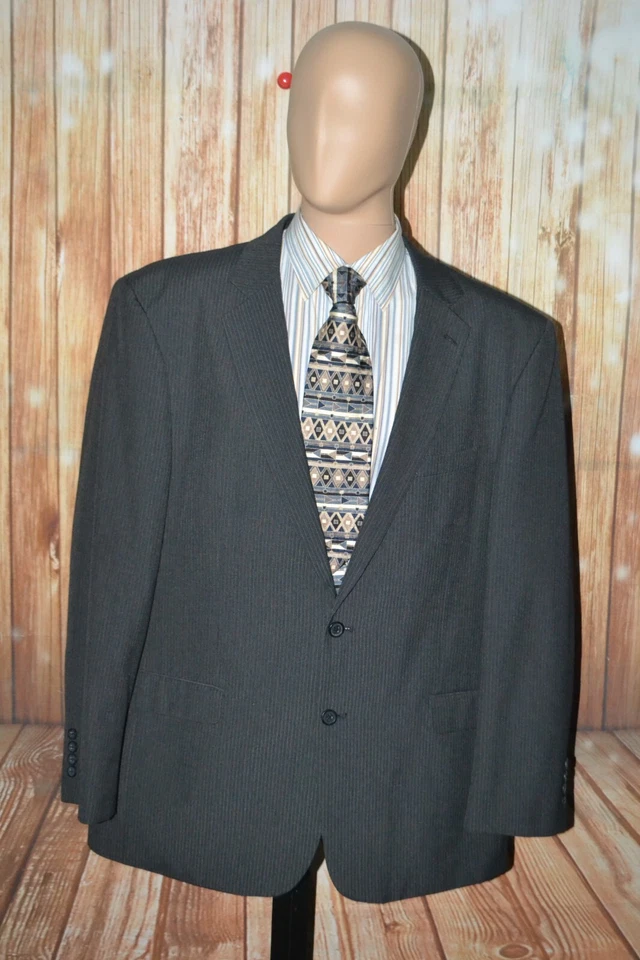 Stafford Men Black Stripes Polyester Viscose 2 Button Suit Sz 50R Wst 46x30 - Image 2 of 4