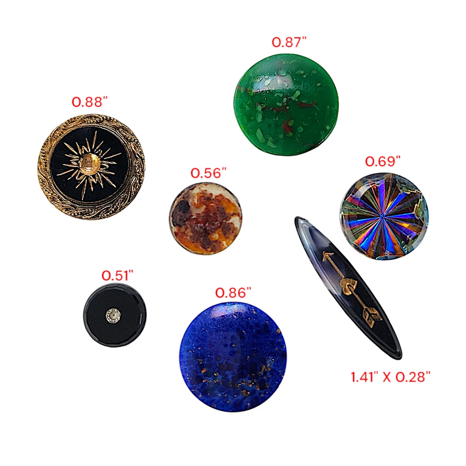 Vintage Round Oval Plastic Glass Cabochon Multicolor Flat Back 7 pcs - Image 4 of 4