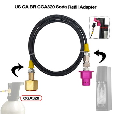 Quick Connector Adapter Hose for SodaStream Terra to External CGA320 Co2 Tank