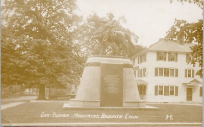 Vintage Real Photo RPPC Postcard General Putnam Monument Brooklyn CT 1913