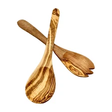 Handcrafted 2-Piece Olive Wood Salad Serving Set, Made in Germany