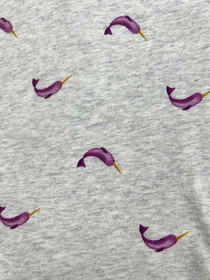 Girl's Old Navy Long Slv T-shirts,  Lot of 2, Red/Pegasus & Gray/Narwhal, Sz M 8 - Image 3 of 4