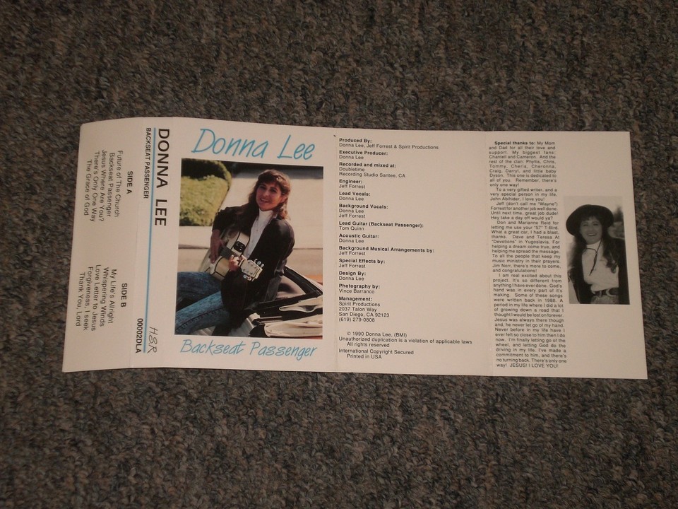 Donna LeeBackseat PassengerPrivate Label Christian GospelCassette