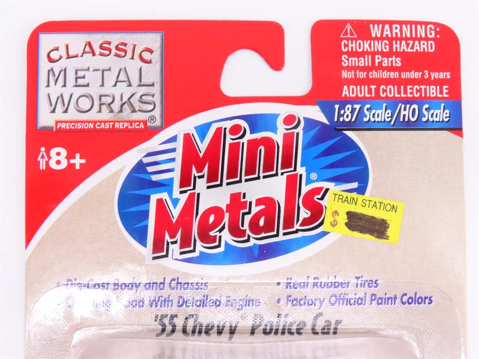 Coche de policía Chevy escala HO CMW mini metales #30153 '55 - negro/blanco Foto 3 de 4