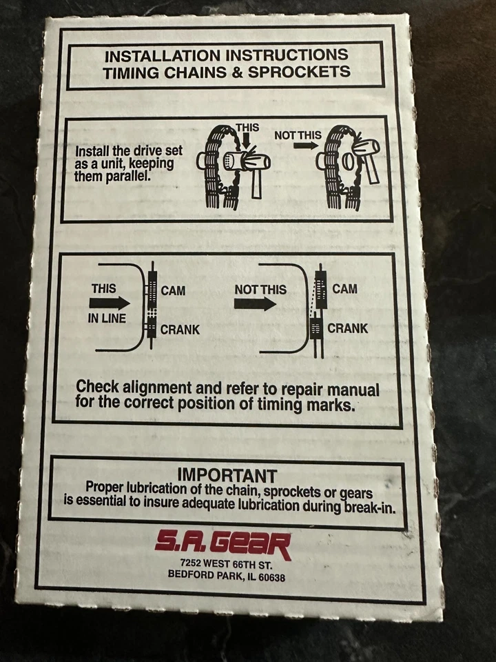 Cadena y engranaje de distribución automática SA Gear S-358 hecho en EE. UU. nuevo en caja Foto 2 de 3