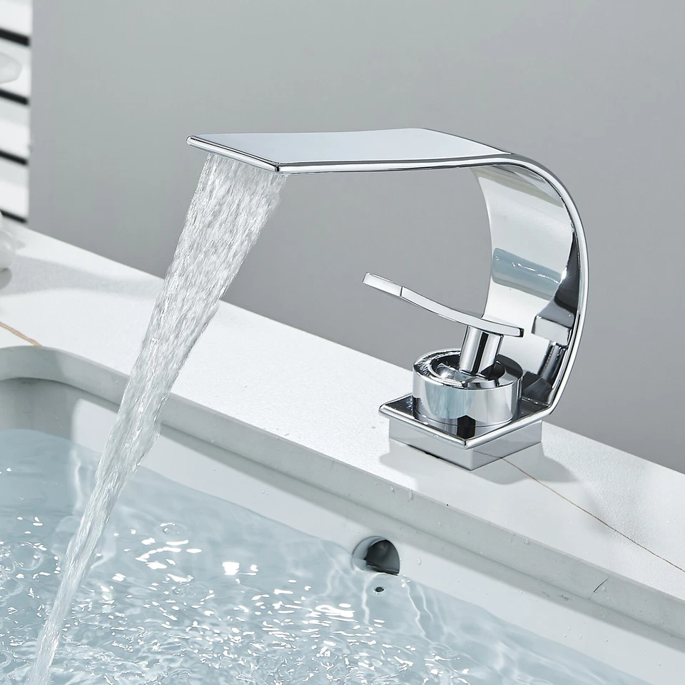 Waschtischarmatur Bad Wasserhahn Wasserfall Waschbecken Mischbatterie Armatur DE - Bild 3 von 4