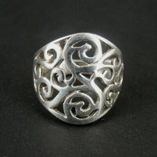 Ring Silver Filigree Design graduated Size Band Sterling 925 Size 5.5 Ring Band