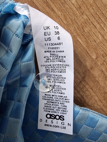Asos Design Womens Blue Patter Trousers Uk Size 10 New - Picture 7 of 7