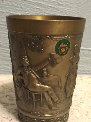 Vntg Frieling Zinn Pewter Cups Inscribed Keinen Tropfen German Drinking Song 