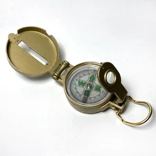 Engineer Directional Liquid Filled Compass Metal Gold Tone Folding Case Camping