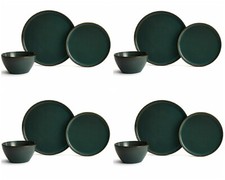 Image of 12Pc Dinner Set Round Crockery Glaze Stoneware Deep Dinning Plates Bowls for 4