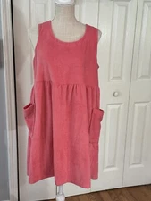 CORAL BAY Pink  Dress Cover-Up Sz M EASY CARE 2 Pockets CUTE Coastal Granny Core