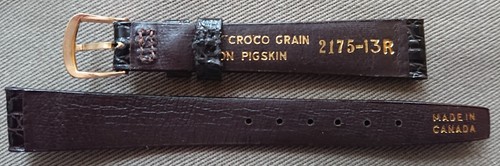 Correa de reloj Stylecraft bebé cocodrilo grano sobre piel de cerdo 13 mm. Nuevo de Lote Antiguo, Hecho en Canadá! - Imagen 4 de 4