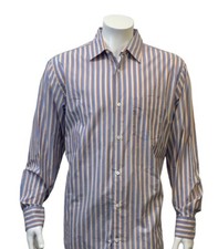 Banana Republic 100 Cotton Men  s Blue White Orange LS Dress Shirt Size Large