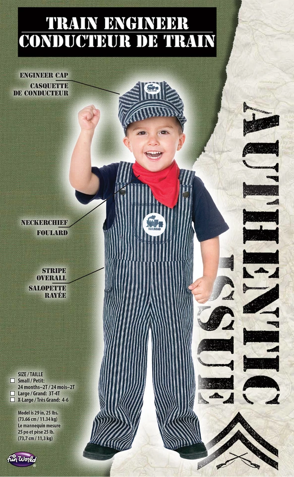Divertido Disfraz de Ingeniero de Tren del Mundo Halloween Talla Niño XL 4-6 Nuevo en Paquete Foto 2 de 3