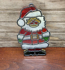 Sun Catcher Santa Clause Christmas Window Ornament 7" X 4" Vintage