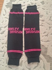 Womens Vintage HARLEY DAVIDSON MOTORCYCLE LEG WARMERS BLACK PINK