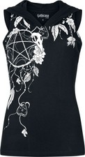 Gothicana by EMP Damen schwarzes Top mit Kapuze und Frontprint