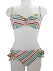 Betsey Johnson Bikini Rib Knit Multicolour Stipe Preppy Unusual Size S L