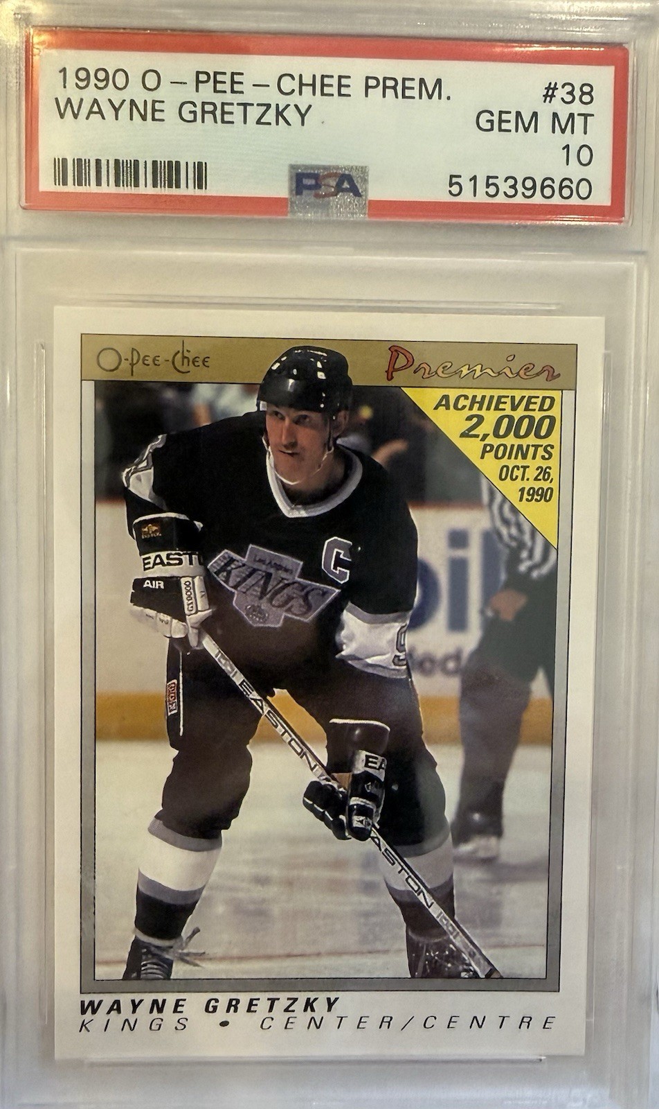 O-Pee-Chee 1990 Premier Wayne Gretzky #38 Los Angeles Kings PSA 10 GEM MT