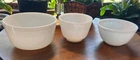 PYREX Hamilton Beach White Ribbed Milk Glass Mixing Bowls Set of 3 Made In USA