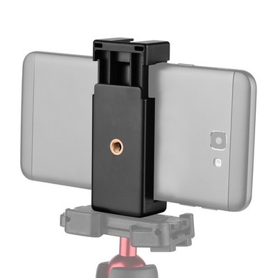 Phone Tripod Mount Adapter Phone Holder Clip With Dual 1/4 Threads Cold Shoe For