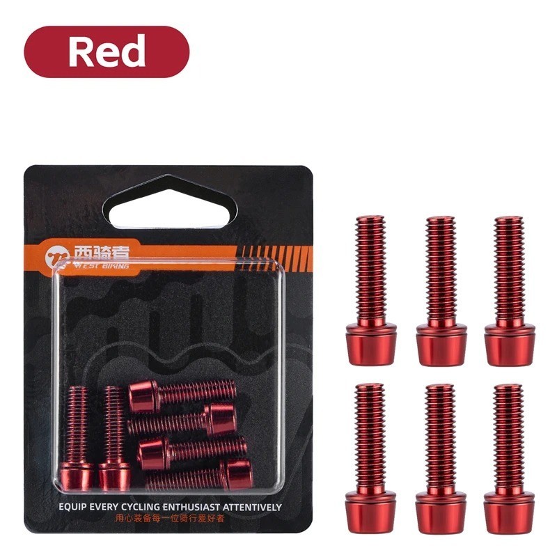 6PCS Bike Stem Screw Bicycle Bolts M5x18mm MTB Road Mountain Bike Bolts M5 18mm