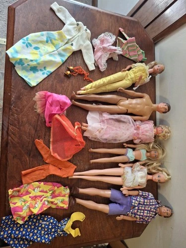 Vintage 50's , 60's 70's Barbie Doll With Clothing Lot Accessories