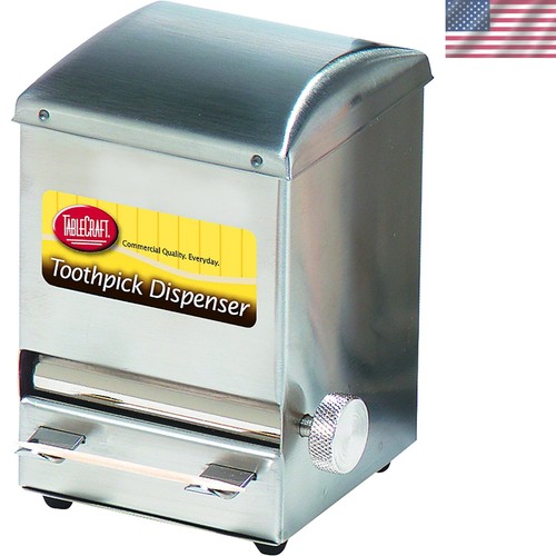 Sleek 4.63" Stainless Steel Toothpick Dispenser - Pop-Up Design for Easy Access